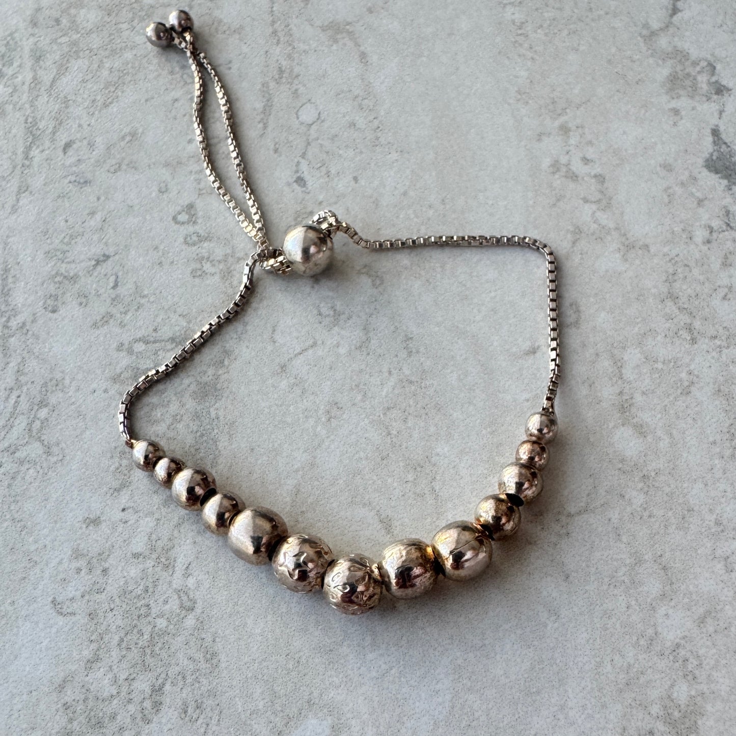 Pulsera Plata Esferas - Ajustable