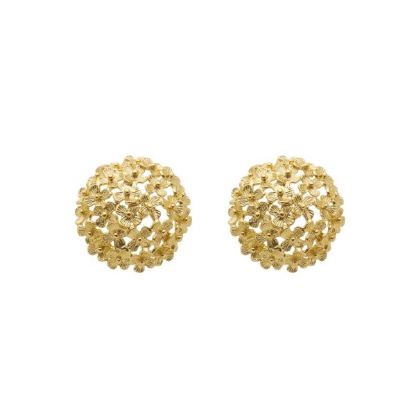 Aros Botón de Flores - Baño de Oro