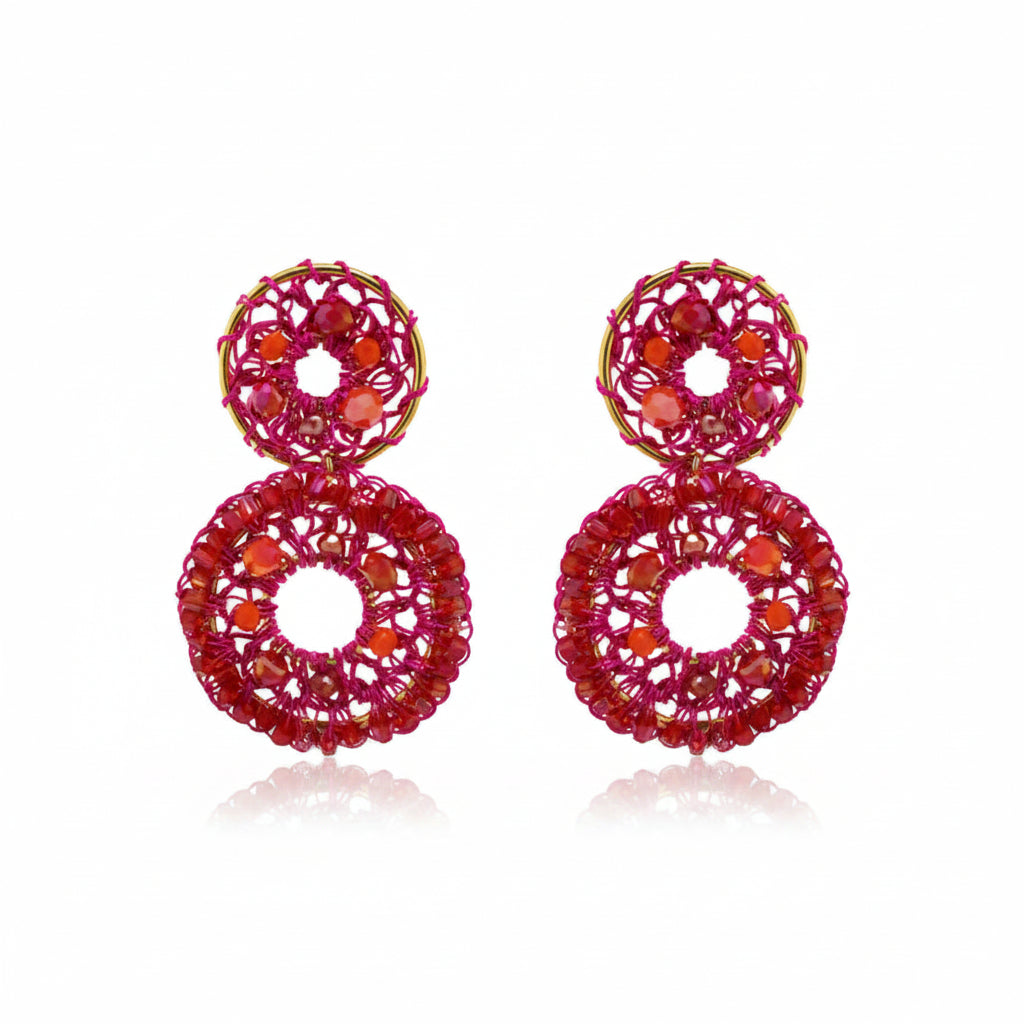 Aros Fucsia Círculos - Hecho a Mano en Brasil | Oro 18k