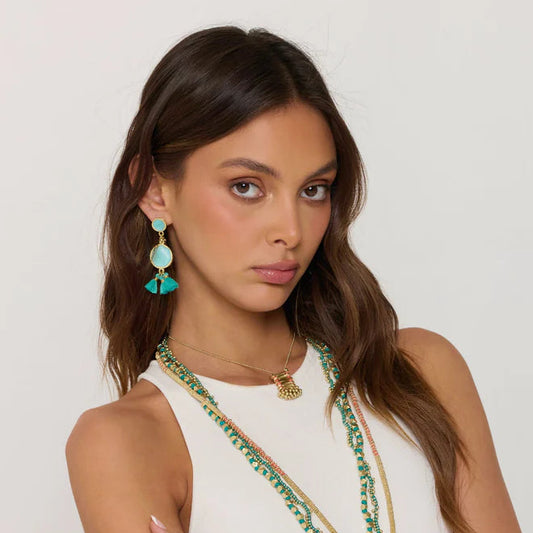 Aros Fulj Enamel Coral – Lujo Artesanal Hecho a Mano