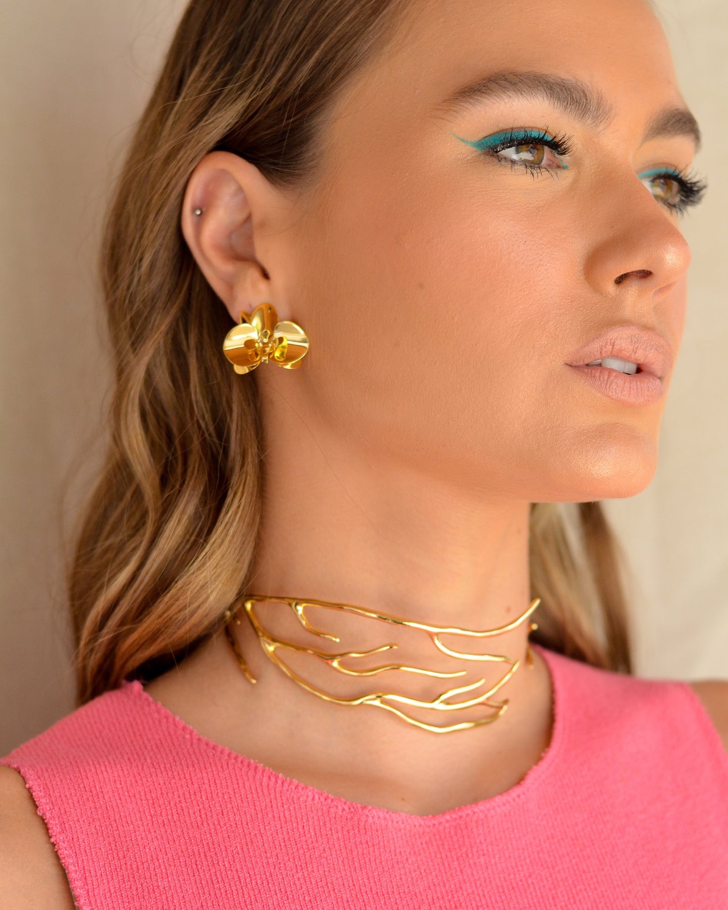 Aros Evolua Orquidea - baño de oro