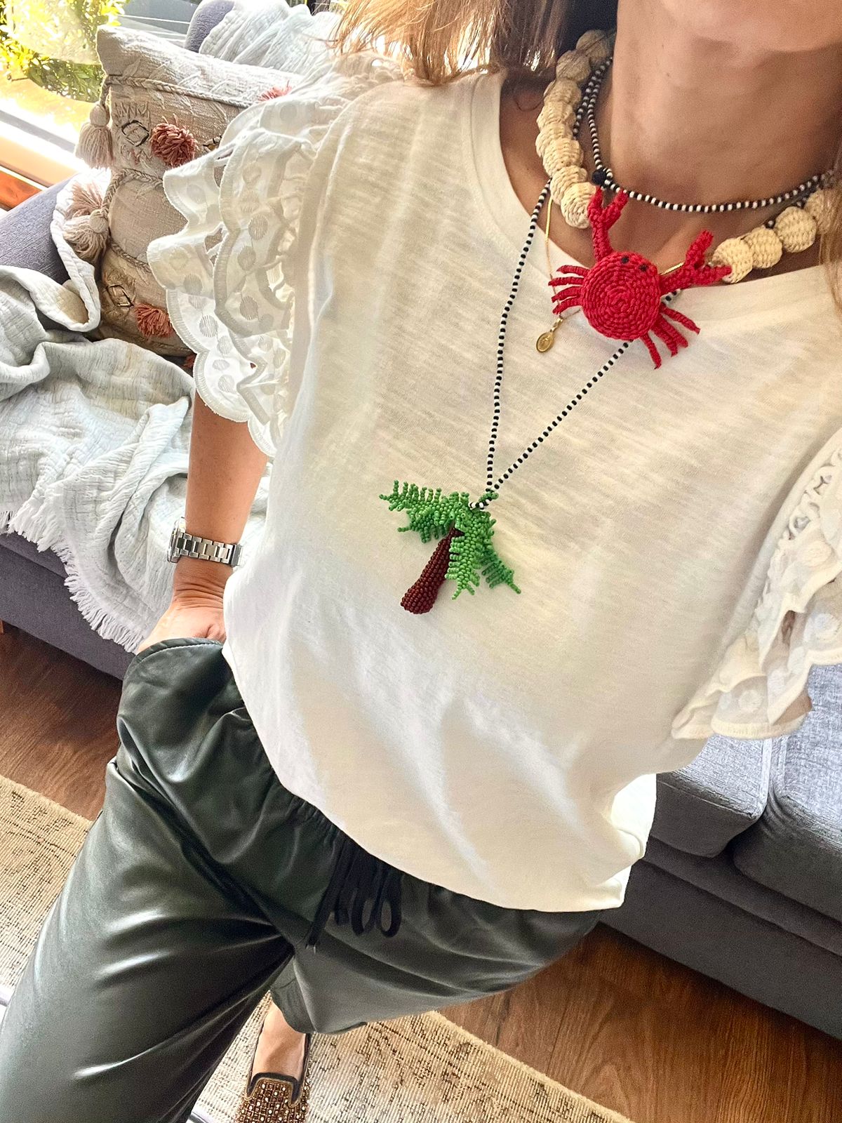 Collar Palmera - mostacillas