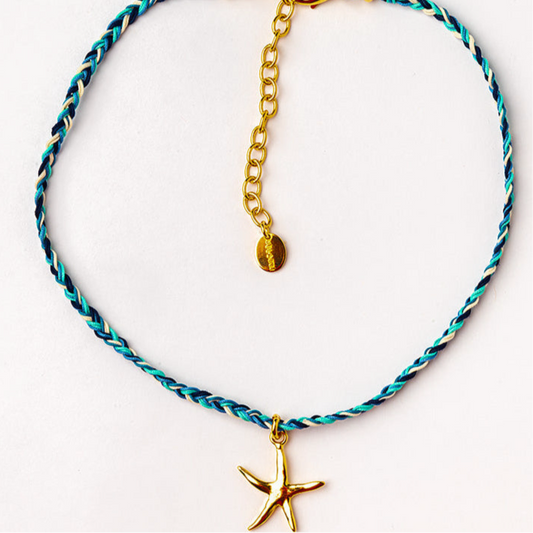 Collar Estrella Azul y Baño de Oro 24k