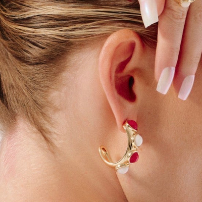 Aros Di Cavalcanti Hoop Red con piedra roja – Trovare Chile