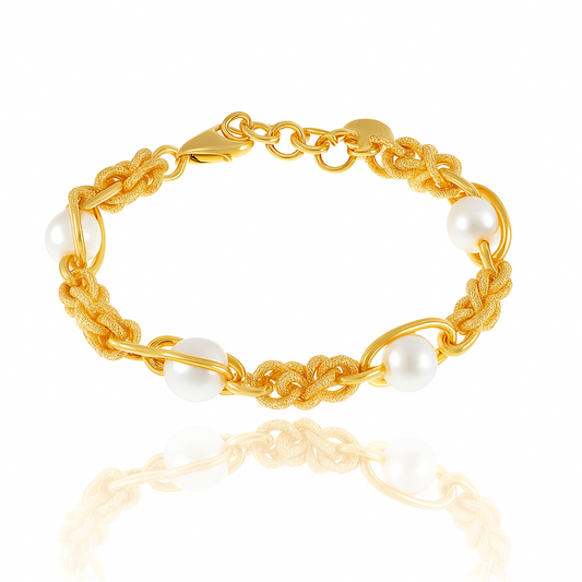Brazalete Lisanza Perlas – Elegancia Artesanal Italiana en Oro 18K