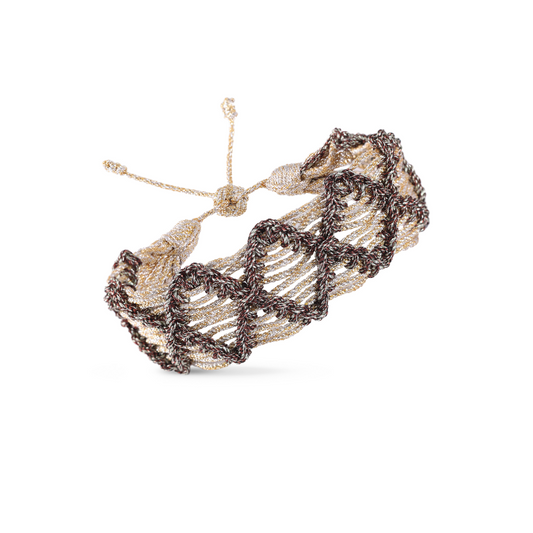 Pulsera Dama Gold Silver Choco Brown passementerie – Maayäz | Trovare Chile