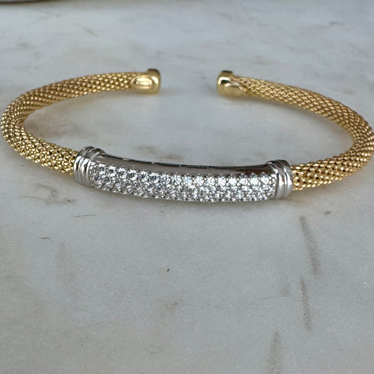 Brazalete o pulsera hecha en Italia plata 925 baño de oro y circones cúbicos oro vermeil