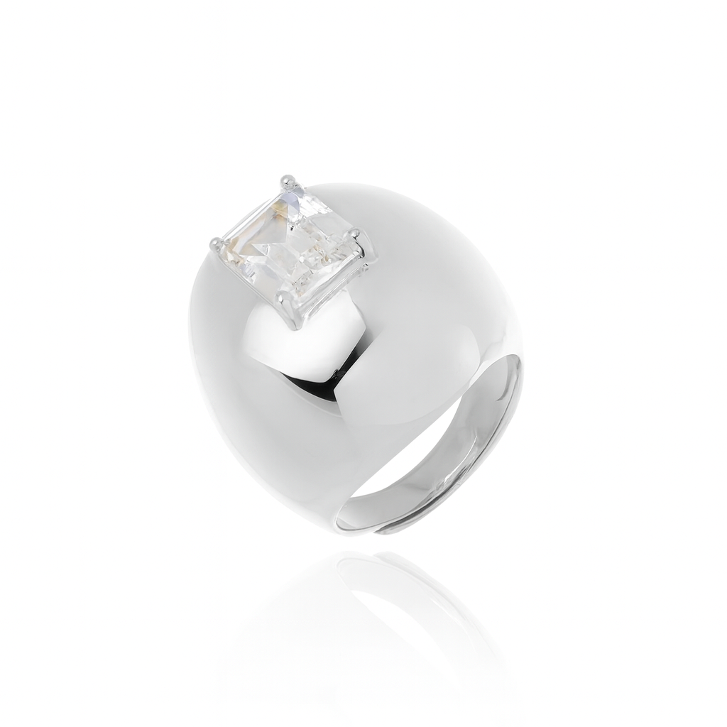 Anillo Luino – Elegancia Escultural en Oro Blanco 18K con Zirconia