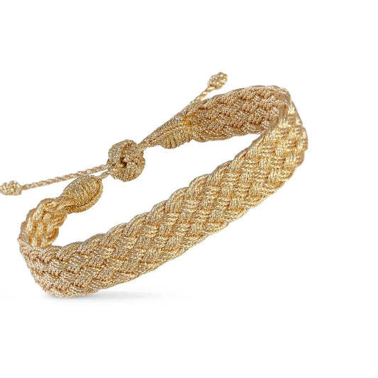 Pulsera Elya – trenza de hilos dorados · hecha a mano en Marruecos