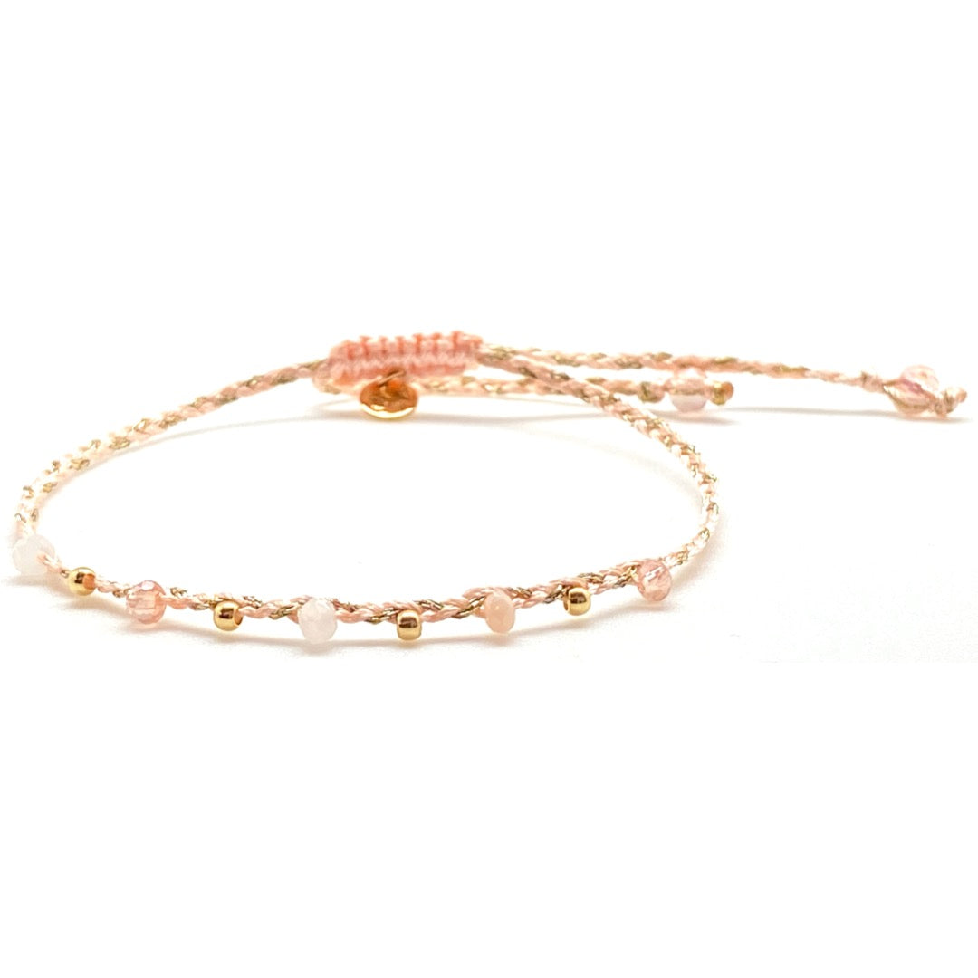 Pulsera Miyuki Knot Seashell Pink – Hecha a mano, baño de oro, cristal
