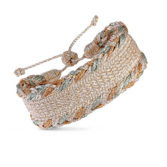 Pulsera Nalea Peach Silver tejido marroquí – Trovare Chile