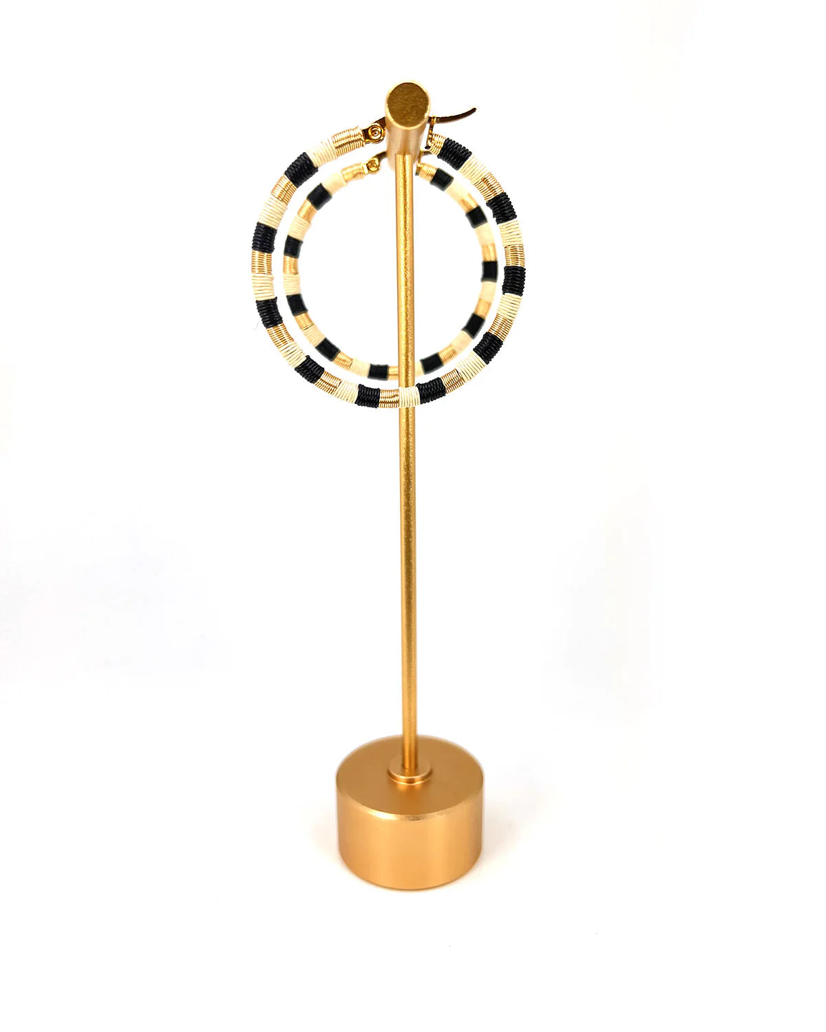 aros argollas fibra natural blanco y negro