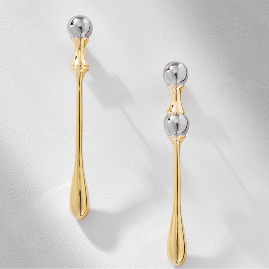 Aros Gota largos bañados en oro y plata – Anna Prata | Trovare Chile
