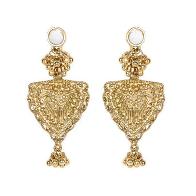 Aros Manjiri artesanales con detalles de espejo, joyería semi lujo hecha a mano