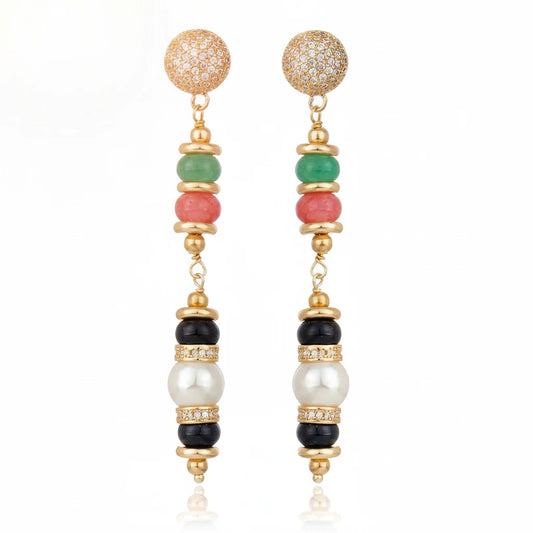 Aros largos multicolor con perla – Di Cavalcanti – vista 2 – Trovare Chile