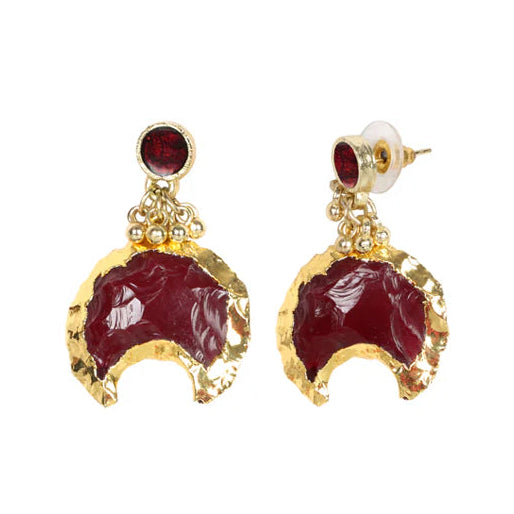 aros rojos con dorado hechos en india largos