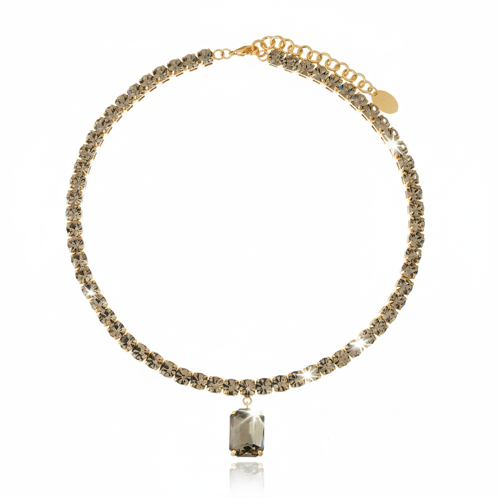 Collar Valentina – Zirconias y Cristal Bañado en Oro 18K | Hecho en Italia