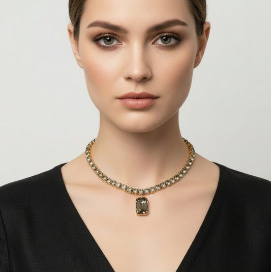 Collar Valentina – Zirconias y Cristal Bañado en Oro 18K | Hecho en Italia