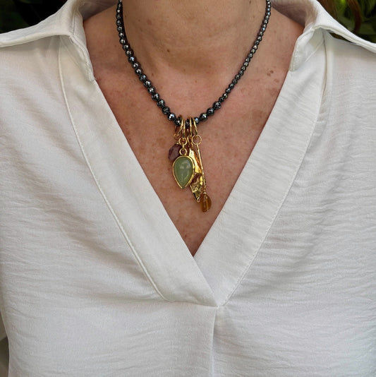 Collar Corto Gemas Naturales 24k