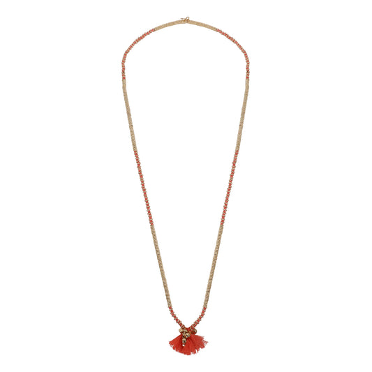 Collar Largo Fulj Dorado Coral – Lujo Artesanal