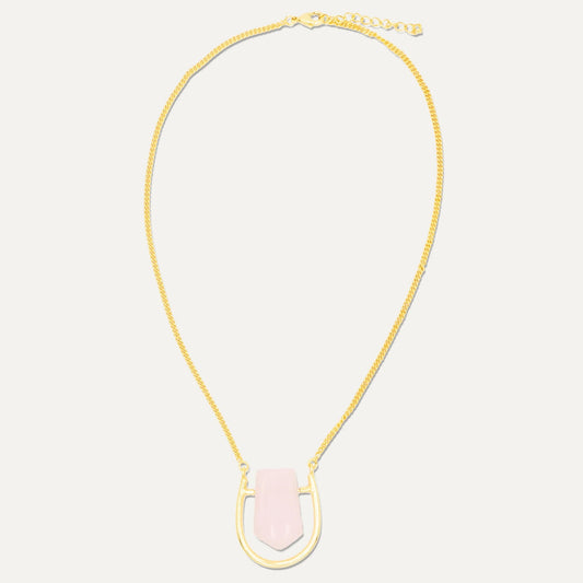 collar hecho en india de cuarzo rosado