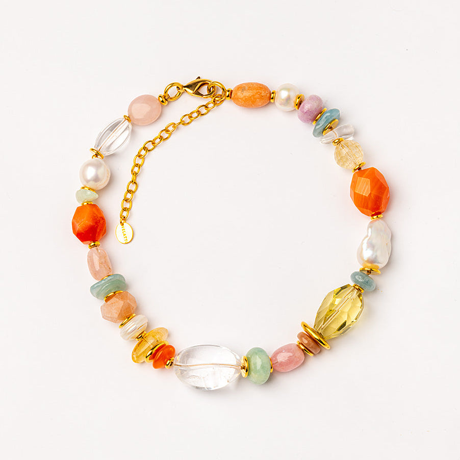 collar piedras y baño oro