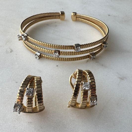 brazalete y anillo pulsera baño oro 18 quilates circones cubicos hecho en italia