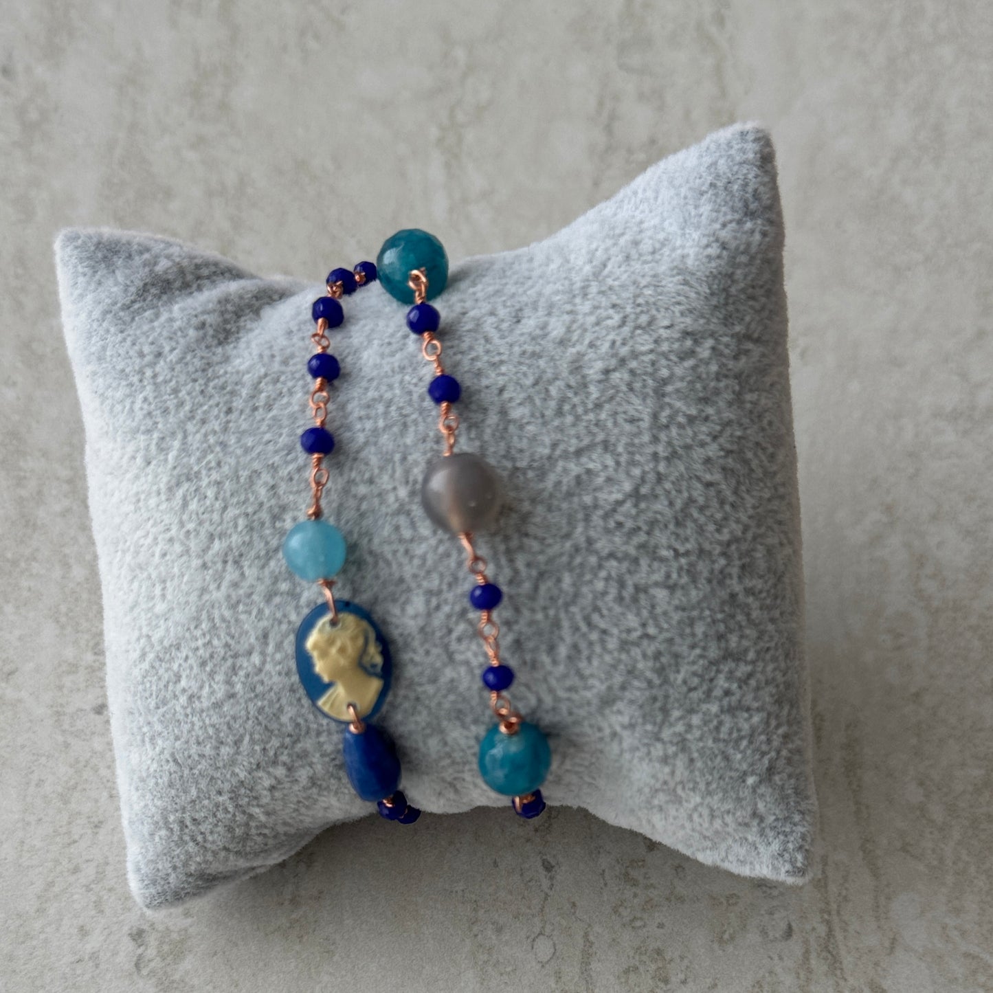 Pulsera Cameo Azul - Resina - Hecho en Italia