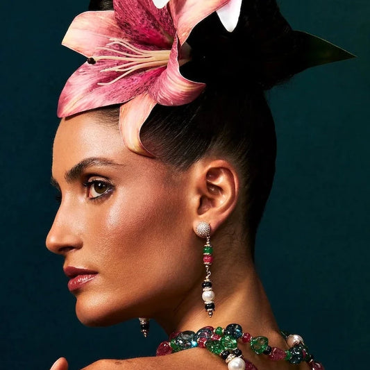 aros largos mujer multicolor con perla dorados elegantes joya italiana chile