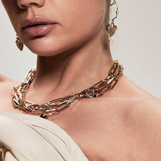 collar mujer elegante con piedra tiger eye trovare chile