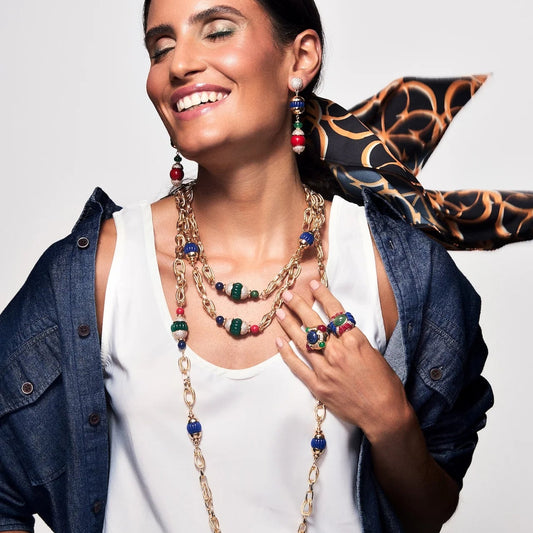 anillo mujer agata verde multicolor dorado ajustable elegante joya italiana chile