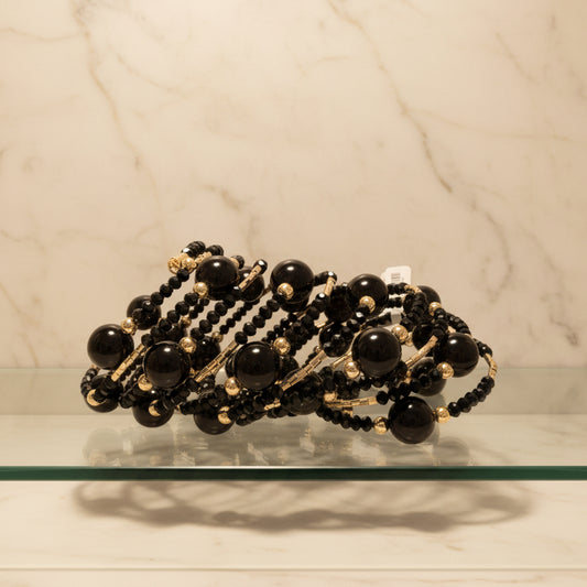 Pulsera Black 10 vueltas espiral con cristales – vista 2 – Trovare Chile