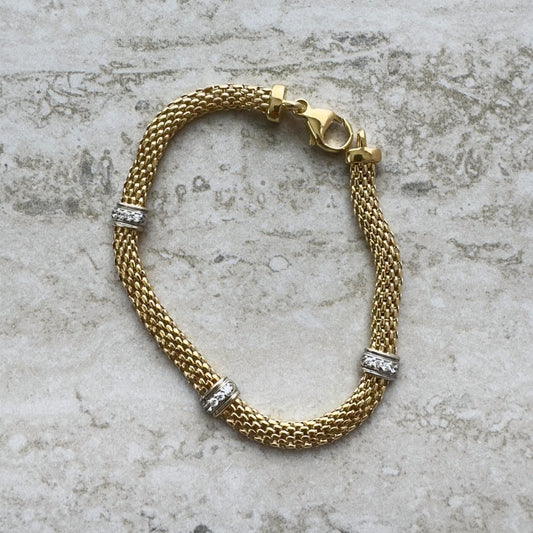 Bracciale Cilindri Lux – Twist en Plata 925 Baño de Oro con Pavé de Zircones