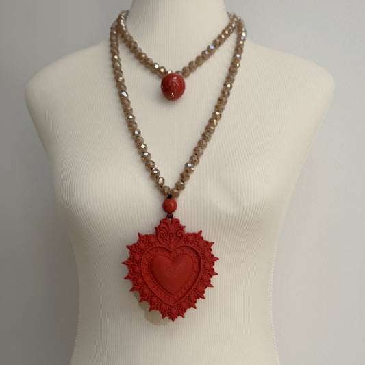 Collar Cuore Sacro Terra Rosso – vista 2 – Trovare Chile
