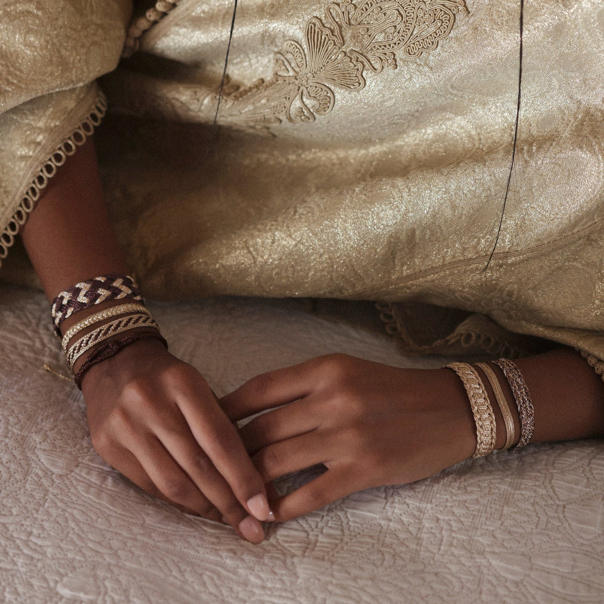 Pulsera Lira Nº2 – tejido sfifa a color · hecha a mano en Marruecos