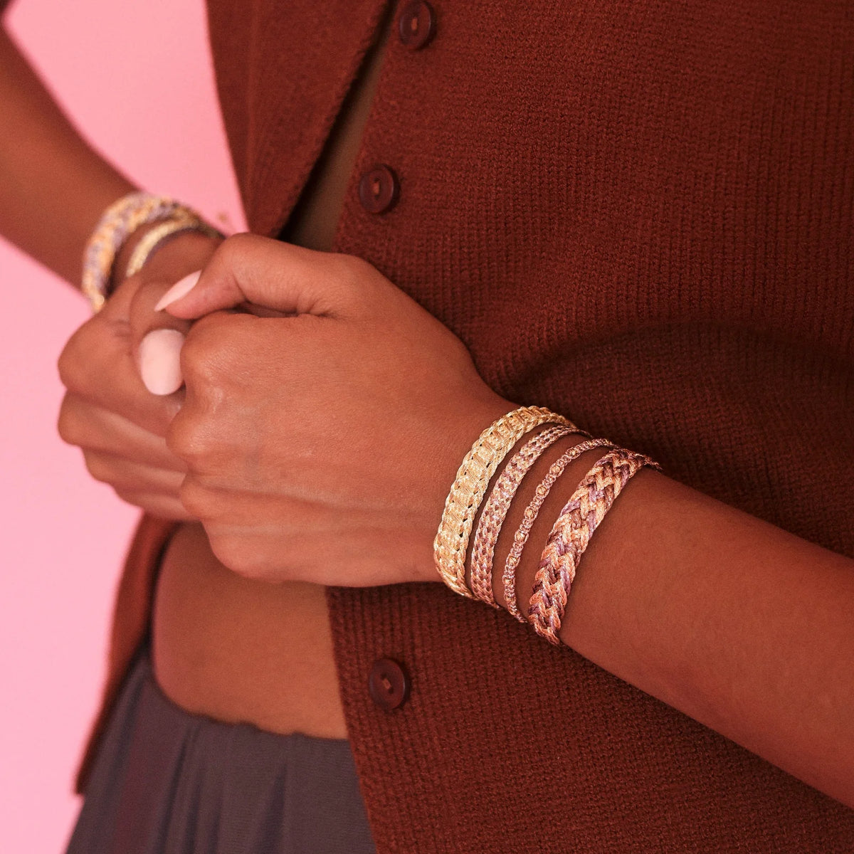 Pulsera Ayla de sfifa marroquí, tejida a mano en Marruecos, disponible en Gold y Silver