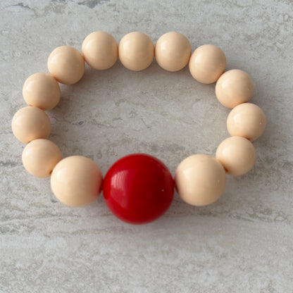 Pulsera Beige Esfera Roja - Resina Italia
