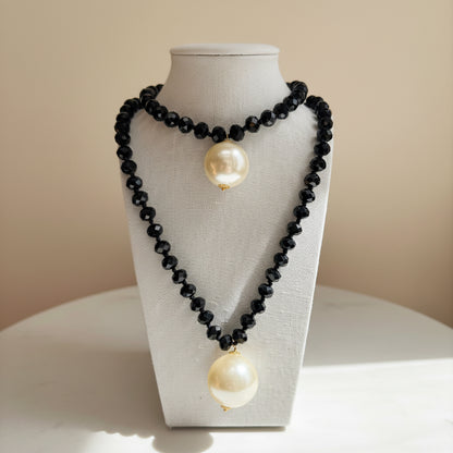 Collar Sfera Cristal y Resina Perla