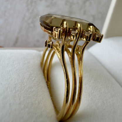 Anillo Vermeil Transparenza con Olive Quartz | Oro 18k sobre Plata 925