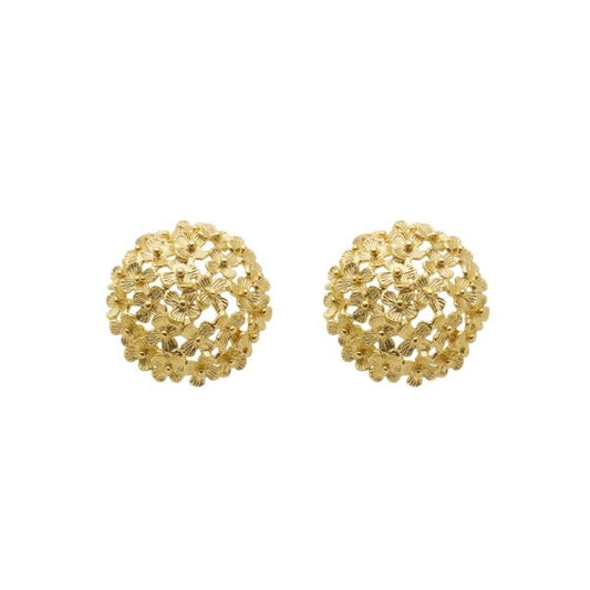Aros Botón de Flores - Baño de Oro