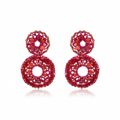 Aros Fucsia Círculos - Hecho a Mano en Brasil | Oro 18k