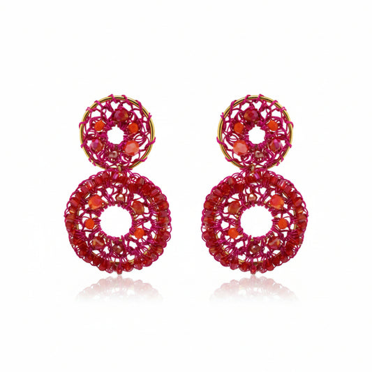 Aros Fucsia Círculos - Hecho a Mano en Brasil | Oro 18k
