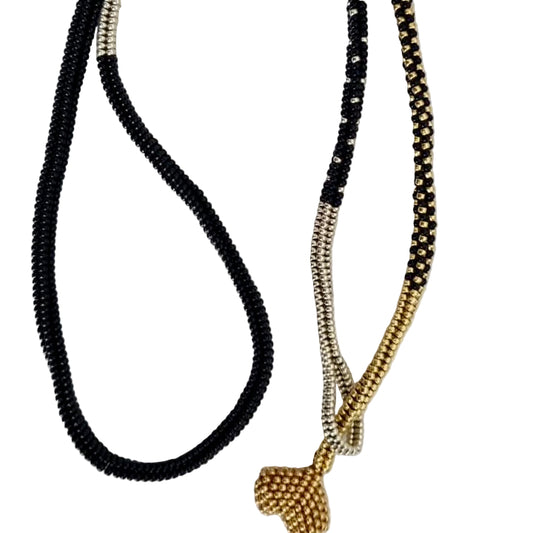 Collar Lazos Nite Party | Collar artesanal con mostacillas checas y corazón Miyuki