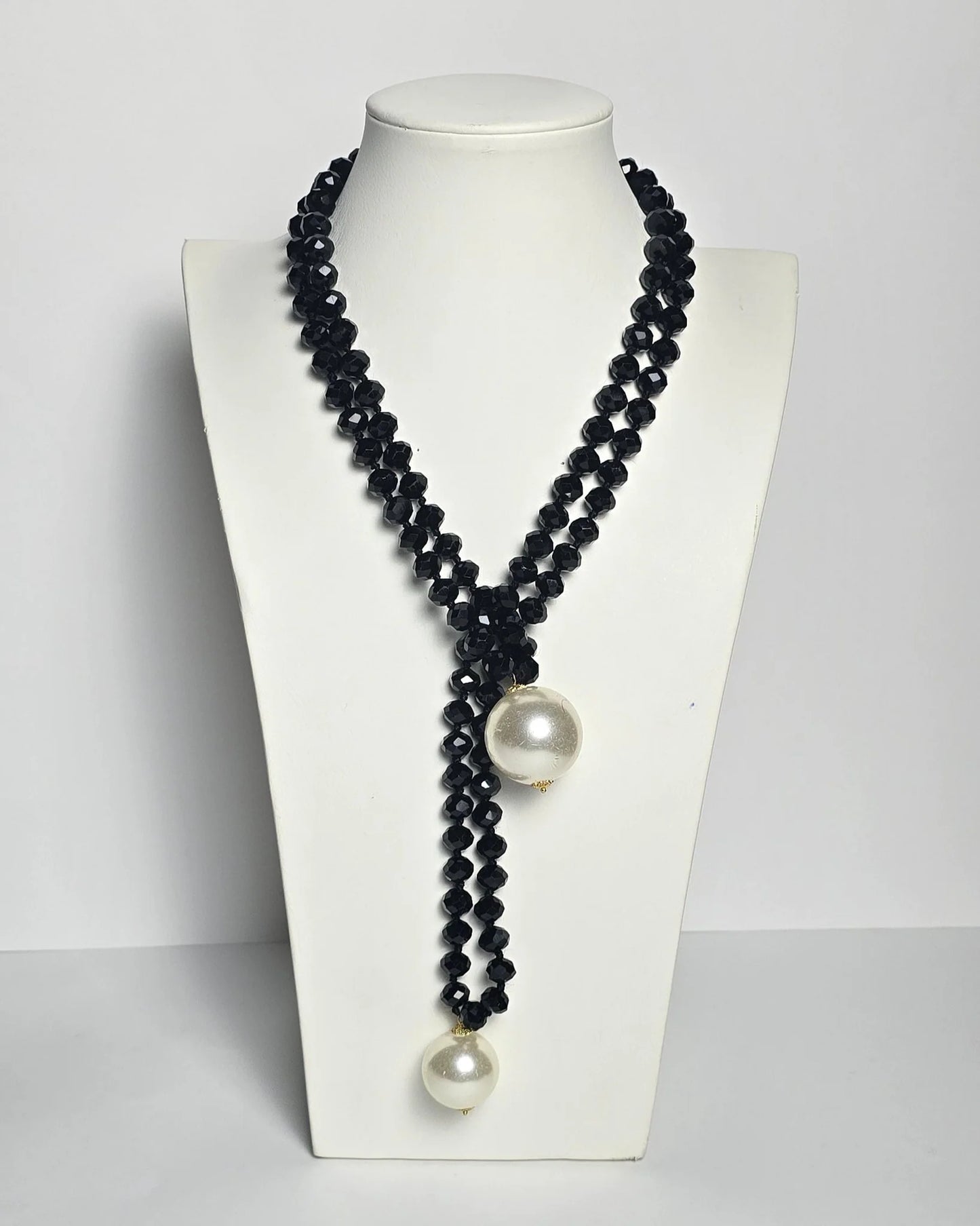 Collar Sfera Cristal y Resina Perla