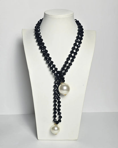 Collar Sfera Cristal y Resina Perla