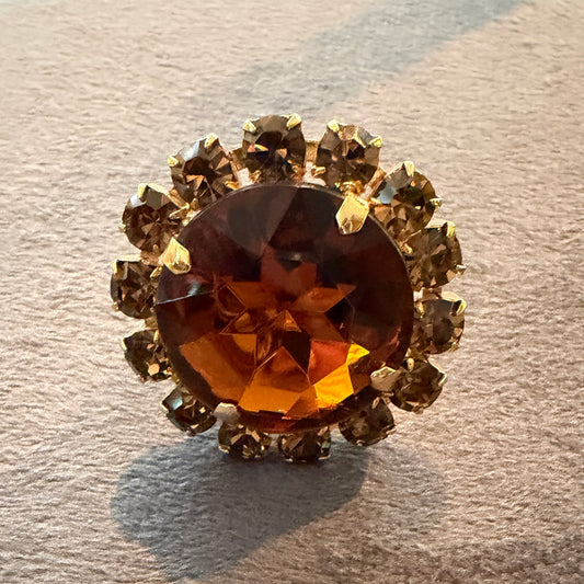 Anillo con Cristales Miel – Ajustable, Hecho a Mano en Italia