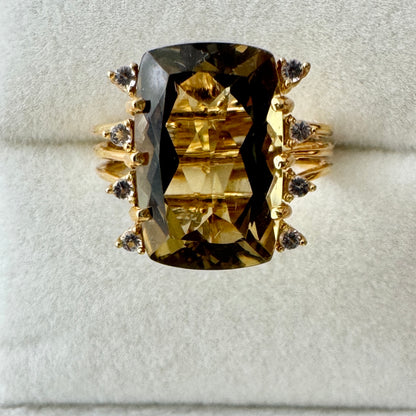 Anillo Vermeil Transparenza con Olive Quartz | Oro 18k sobre Plata 925