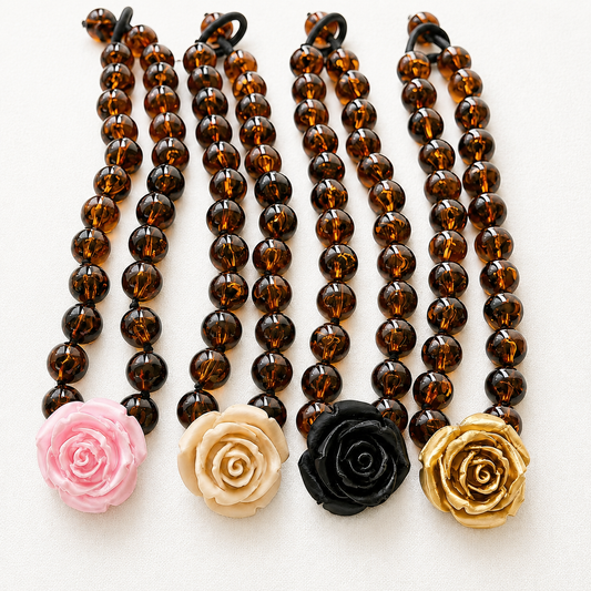 Collar Camelia Tartaruga de resina italiana – Trovare Chile
