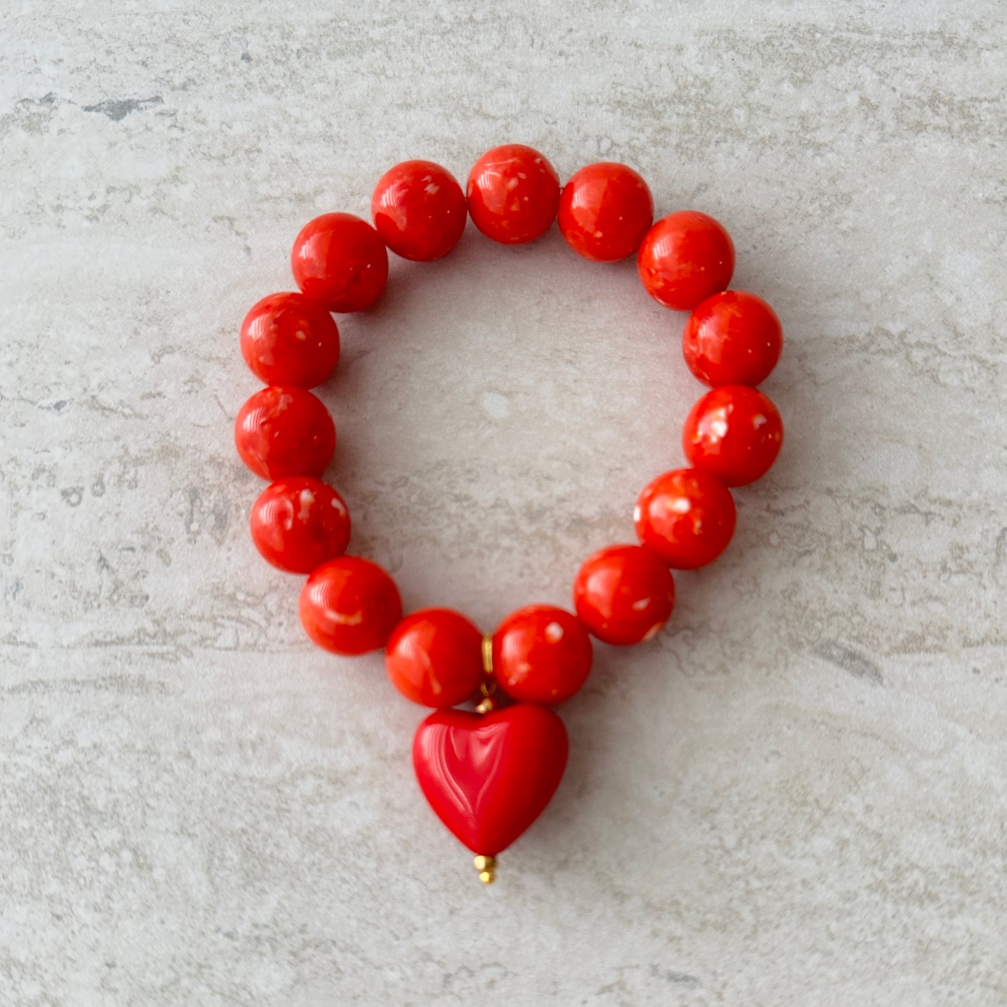 Pulsera Corazón Naranjo - Resina Italia