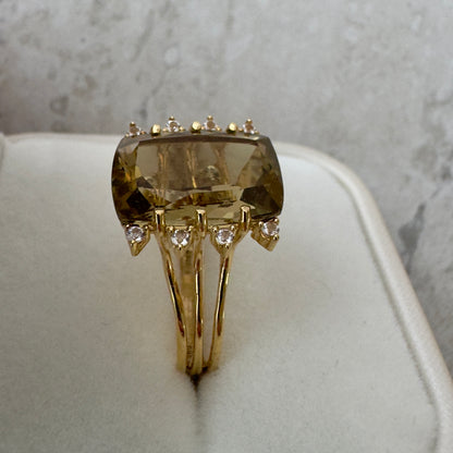 Anillo Vermeil Transparenza con Olive Quartz | Oro 18k sobre Plata 925